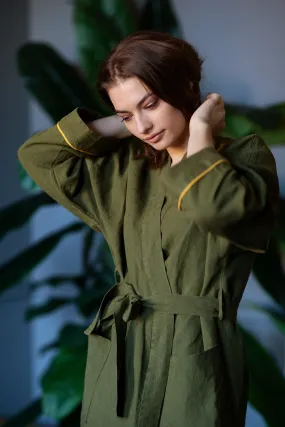 Linen robe "Passionate" (Olive)