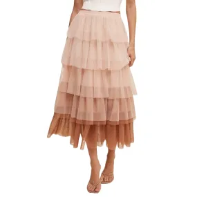 Listicle Ladies Gradient Style Tiered Mesh Tulle Maxi Skirt LSK0224