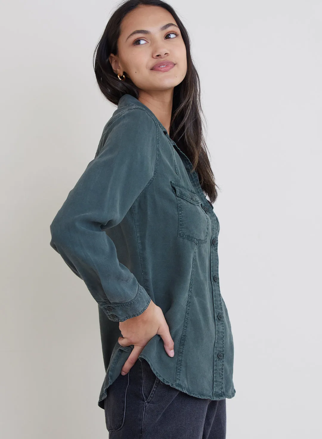 Long Sleeve Seamed Shirt