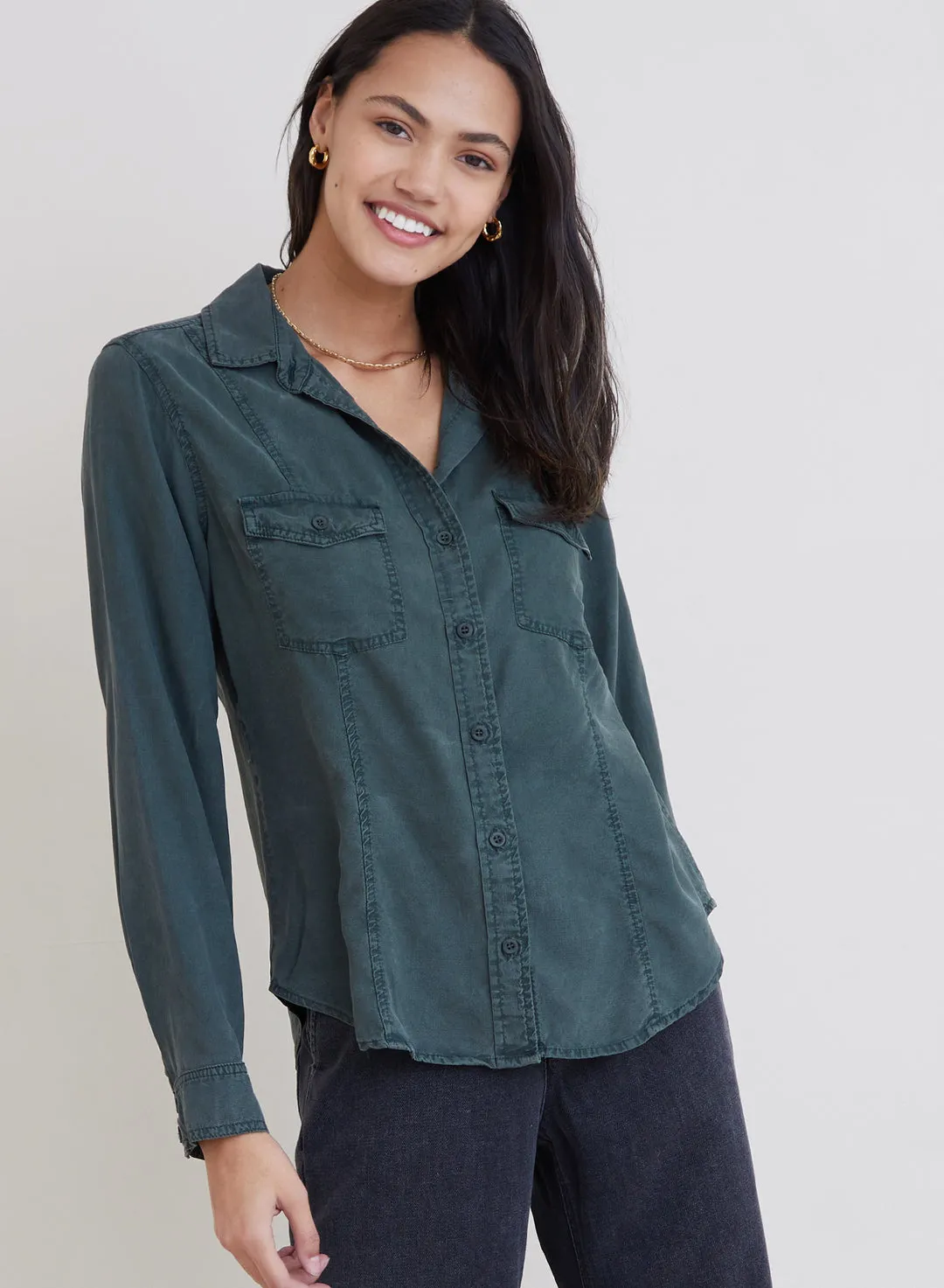 Long Sleeve Seamed Shirt