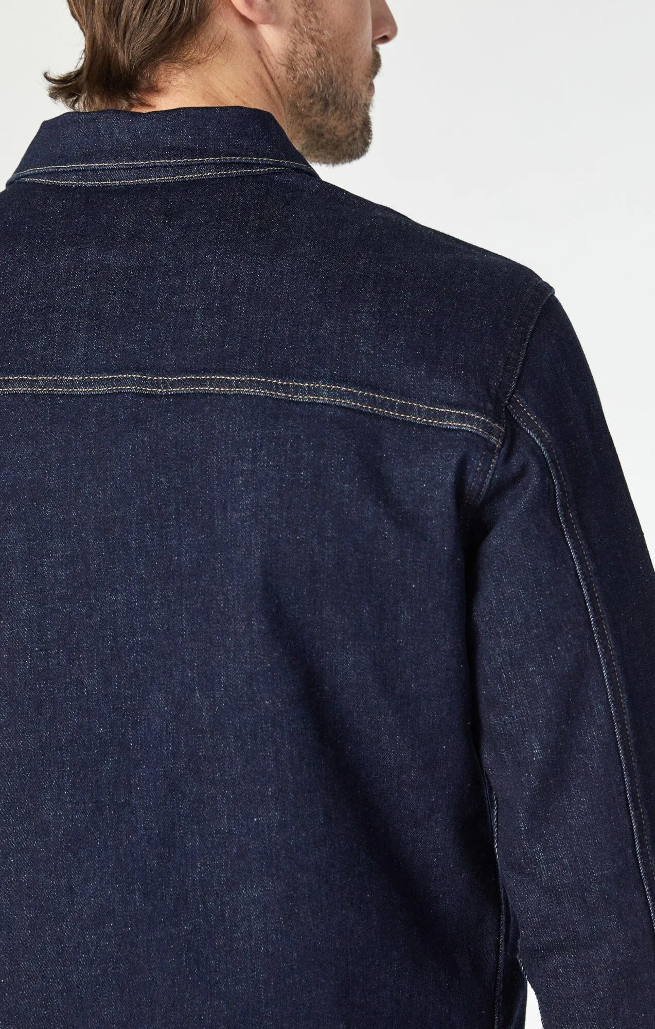 LORAN JACKET IN RINSE ORGANIC SELVEDGE