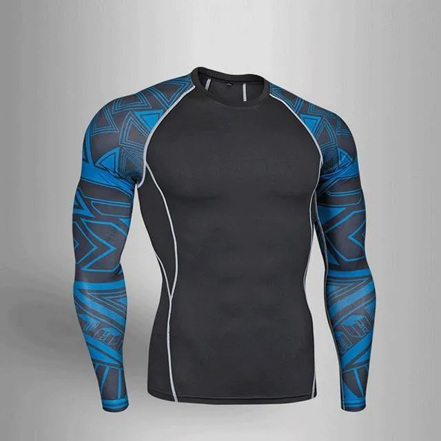 Man Compression Tights Leggings Men's Sports Suit Jogging Suits Gym Training T-shirt MMA Rash Guard Male Compression Cothing