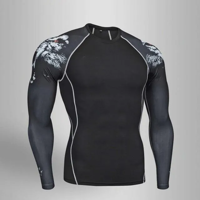 Man Compression Tights Leggings Men's Sports Suit Jogging Suits Gym Training T-shirt MMA Rash Guard Male Compression Cothing