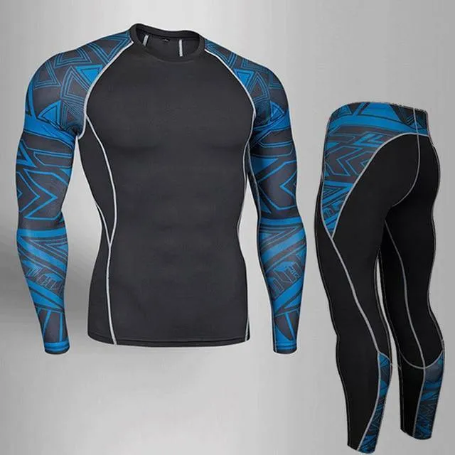 Man Compression Tights Leggings Men's Sports Suit Jogging Suits Gym Training T-shirt MMA Rash Guard Male Compression Cothing