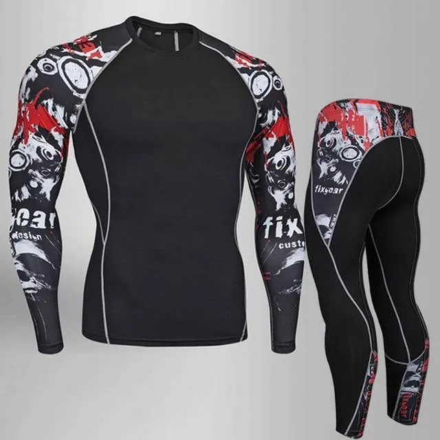 Man Compression Tights Leggings Men's Sports Suit Jogging Suits Gym Training T-shirt MMA Rash Guard Male Compression Cothing