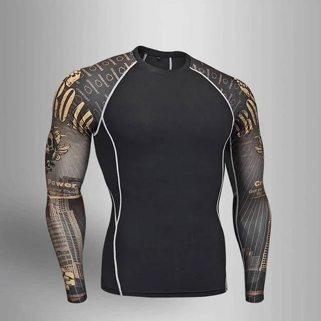 Man Compression Tights Leggings Men's Sports Suit Jogging Suits Gym Training T-shirt MMA Rash Guard Male Compression Cothing