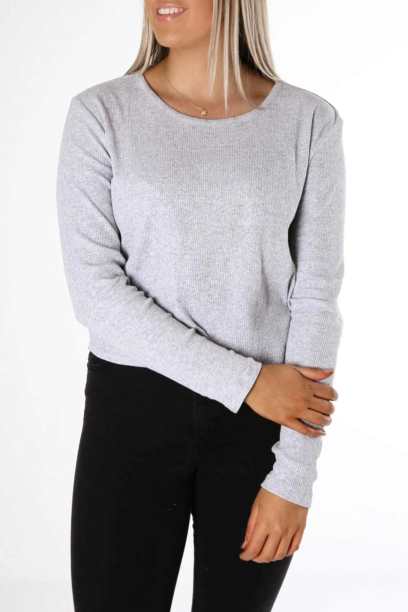 Manhattan Rib Longsleeve Tee Grey Marle