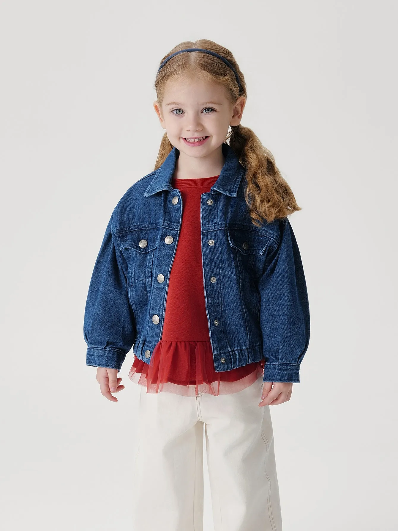 MARC & JANIE Girls Bubble Sleeve Denim Jacket 230060