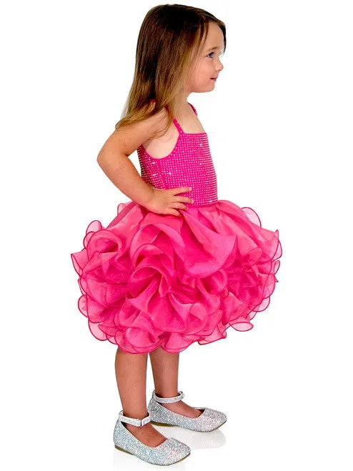 Marc Defang 5144 Size 5T Neon Green Short Crystal Cupcake Pageant Dress Layered Ruffle Girls Baby Kids Gown