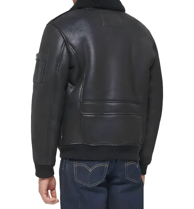 Men's Aviator Bomber Faux Shearling Collar Jacket