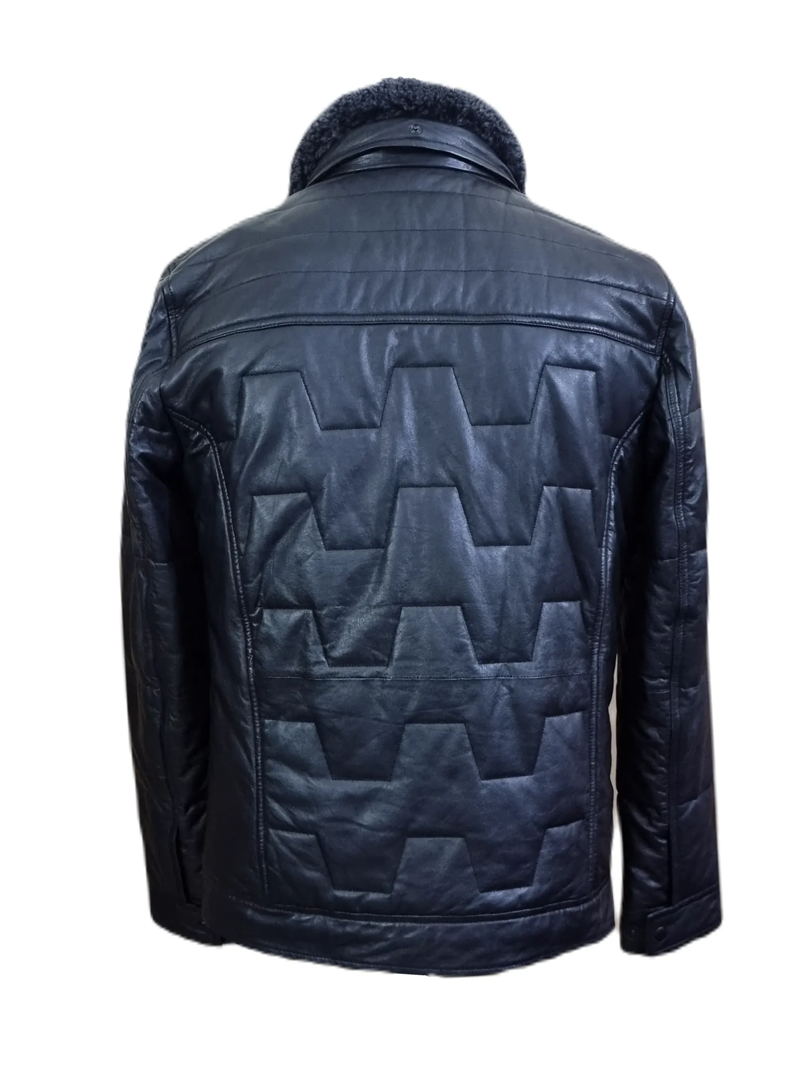 Mens Aviator Bomber Jacket Real Lambskin Black Leather Stylish Fur Collar Jacket - ELM50