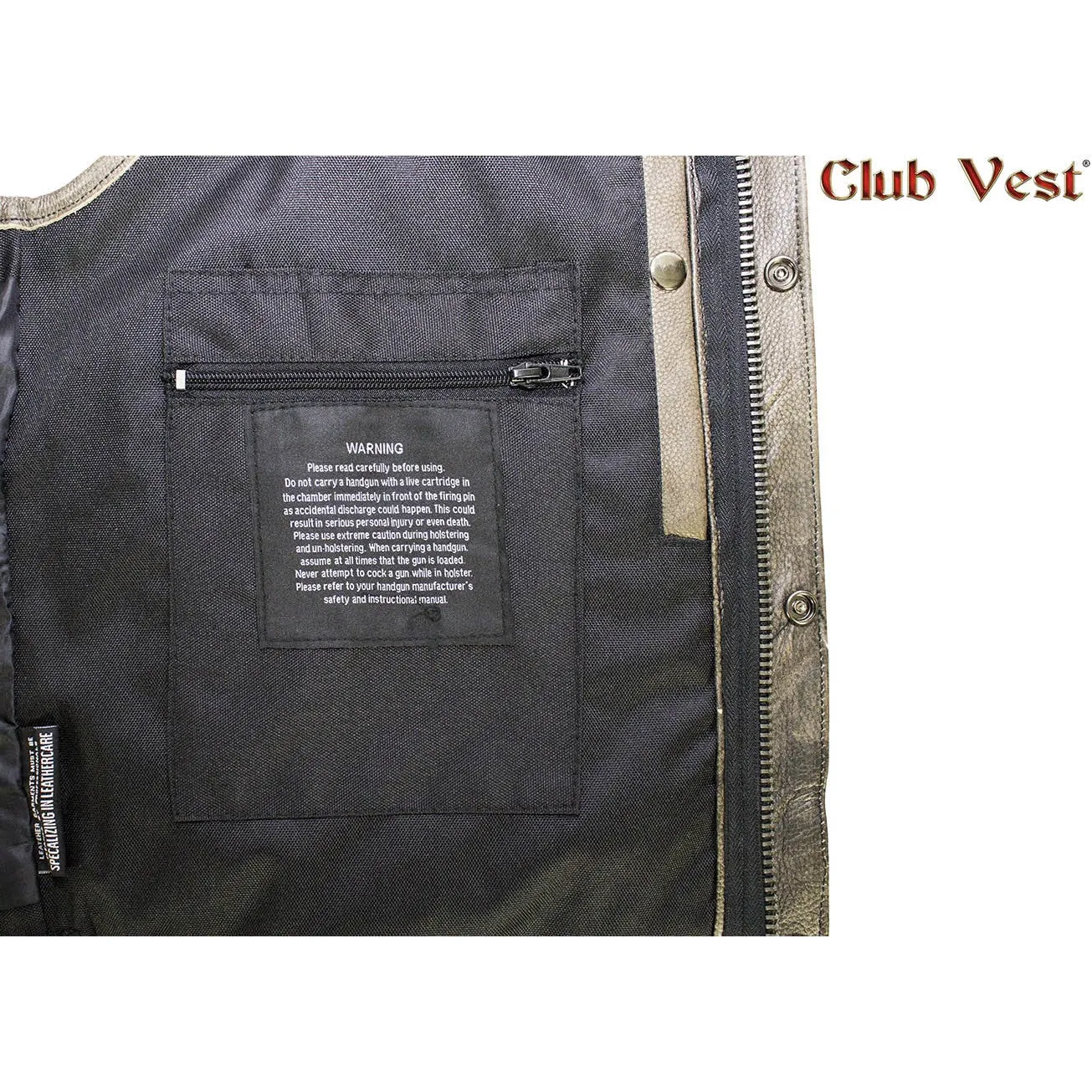 Men's Brown Leather Concealed Carry Vest by Club Vest®