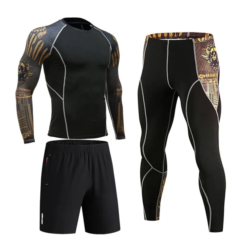 Men's Compression Sportswear Set Long Sleeve Shirt Sun Protection Base Layer Underwear for Fitness Tracksuit