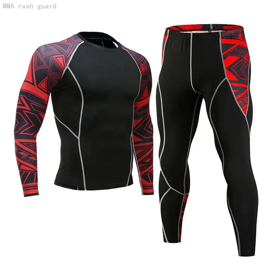 Men's Compression Sportswear Set Long Sleeve Shirt Sun Protection Base Layer Underwear for Fitness Tracksuit