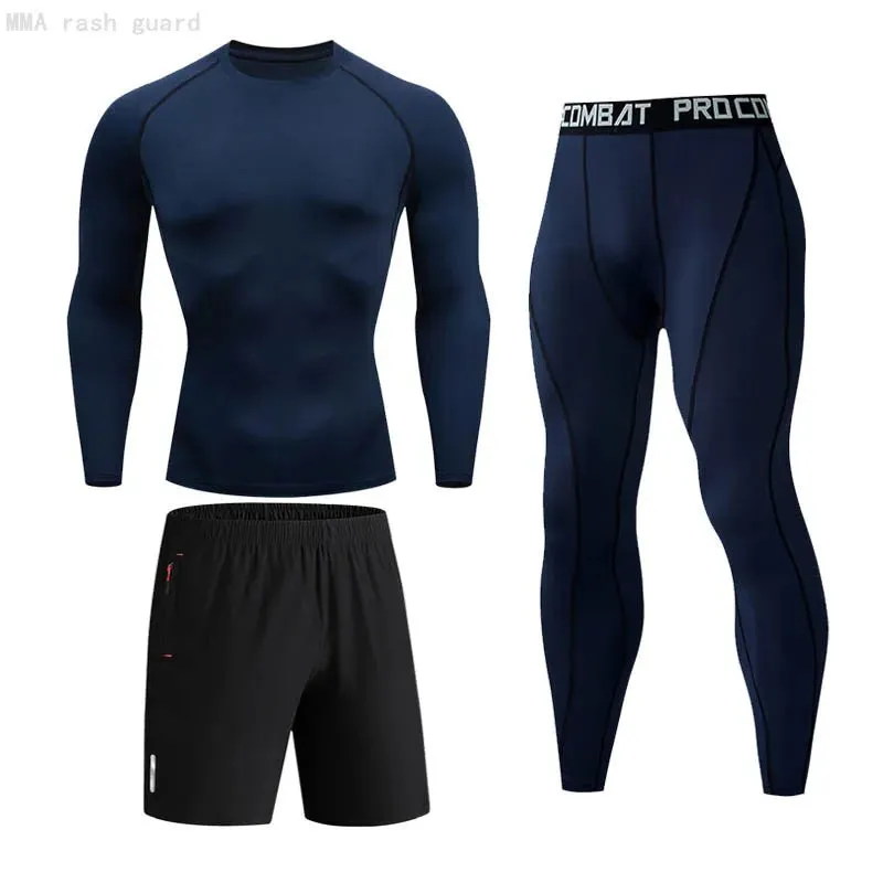 Men's Compression Sportswear Set Long Sleeve Shirt Sun Protection Base Layer Underwear for Fitness Tracksuit