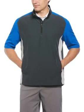 Mens Heather Blocked Half Zip Golf Pullover