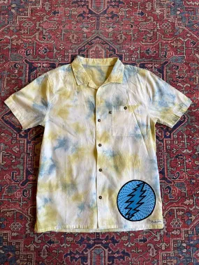 Mens Medium Upcycled Grateful Dead Inspired Tie Dye Button Up Shirt