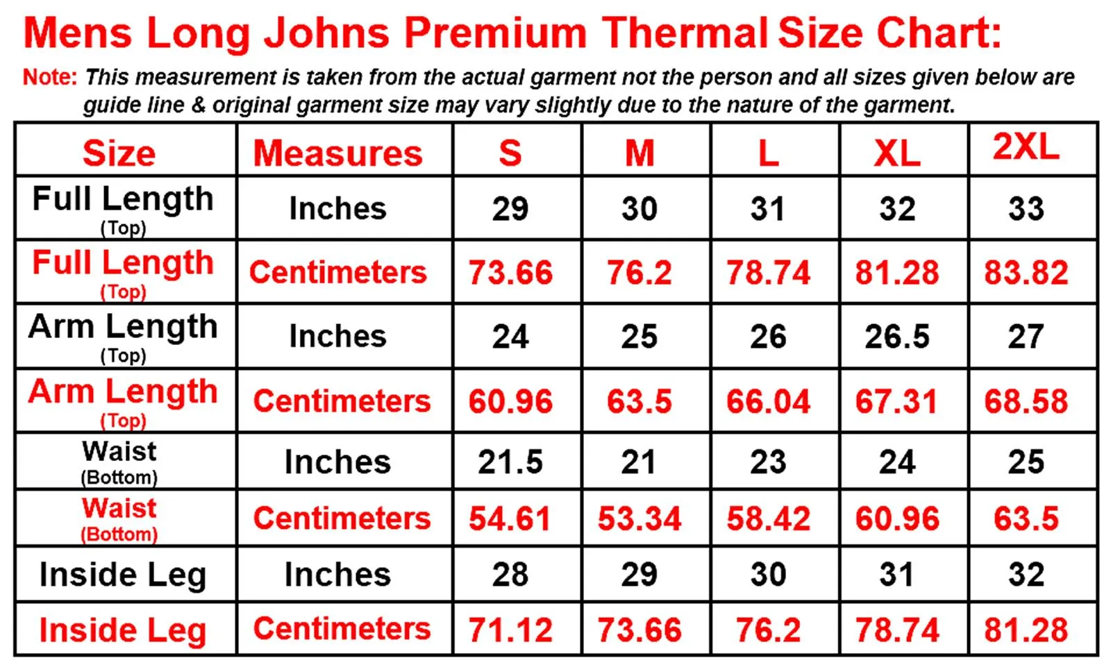 Mens Premium Quality Thermal Long Johns Full Set