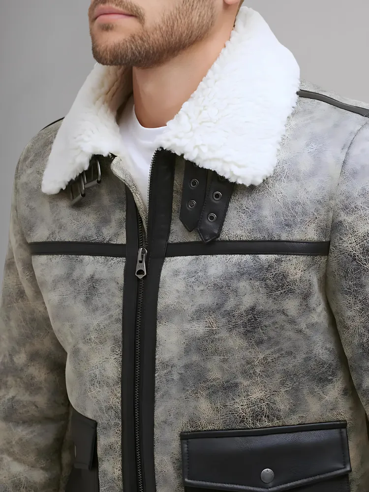 Mens RAF B3 Aviator Shearling Bomber Jacket