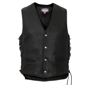 Men's USA Made Extra Long Back Premium Steerhide Leather Vest, VSM5003-HL