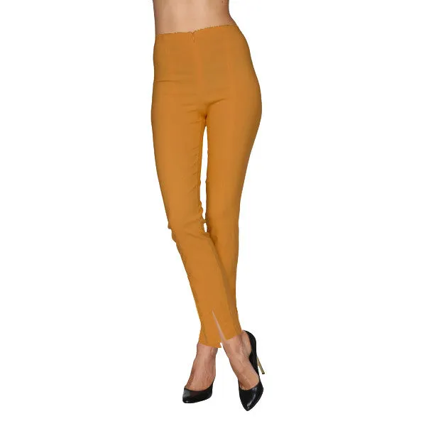 Mesmerize Pants with Front Ankle Slits and Front Zipper in Mustard - MA21-MUS