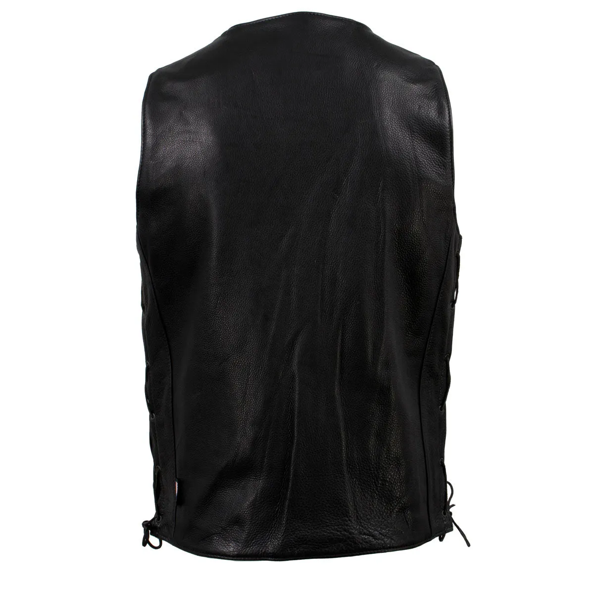 Milwaukee Leather USA MADE MLVSM5005 Men's Black 'Road Whip' Premium Motorcycle Leather Vest with Buffalo Snap Buttons