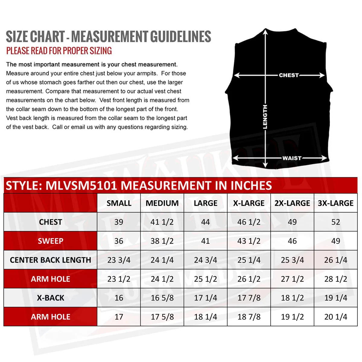 Milwaukee Leather USA MADE MLVSM5101 Men's Black 'Burn Out' Denim and Leather Motorcycle Vest with Plaid Red Lining