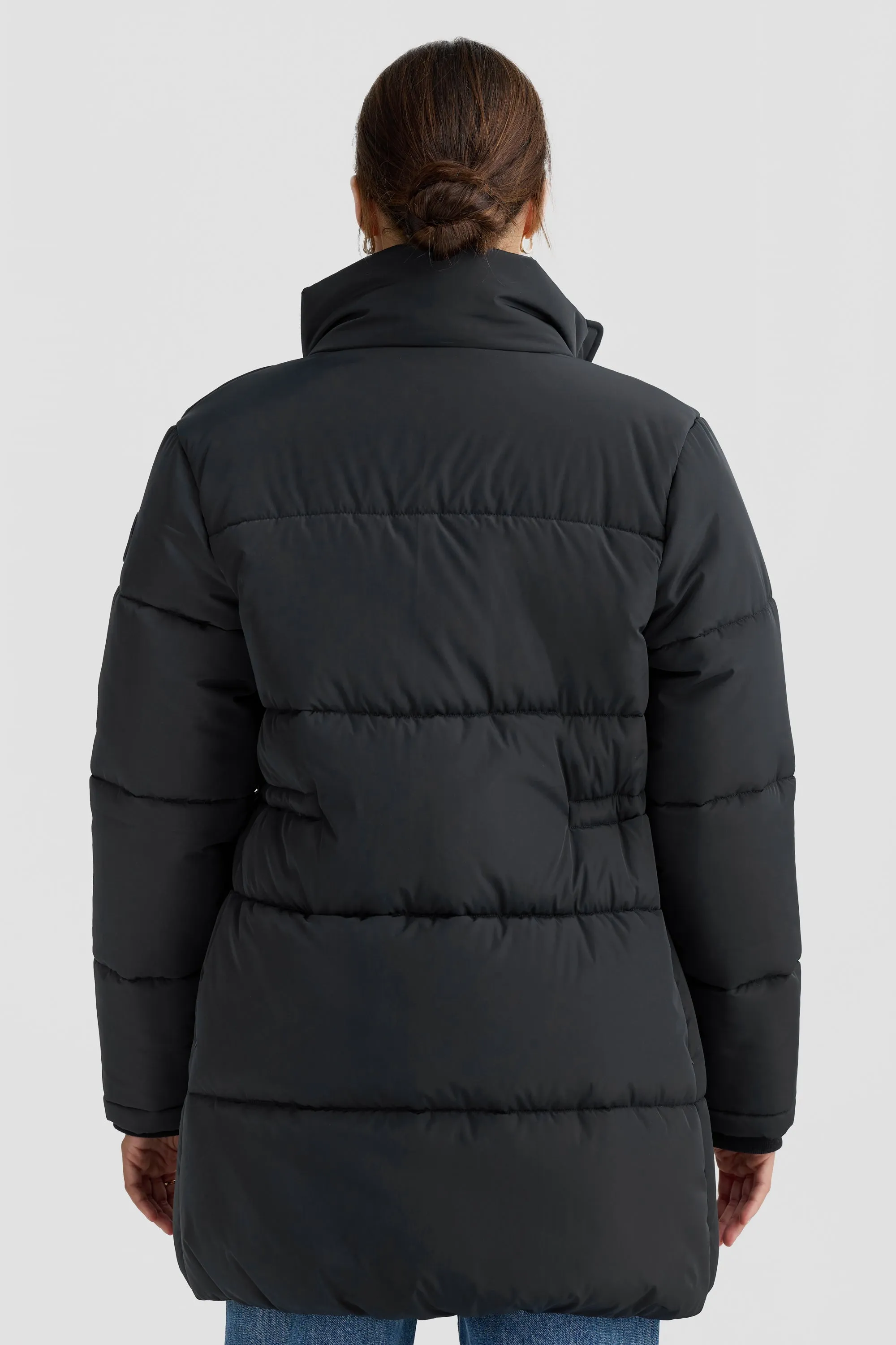 Monty Belted Mid Length Puffer Jacket Black