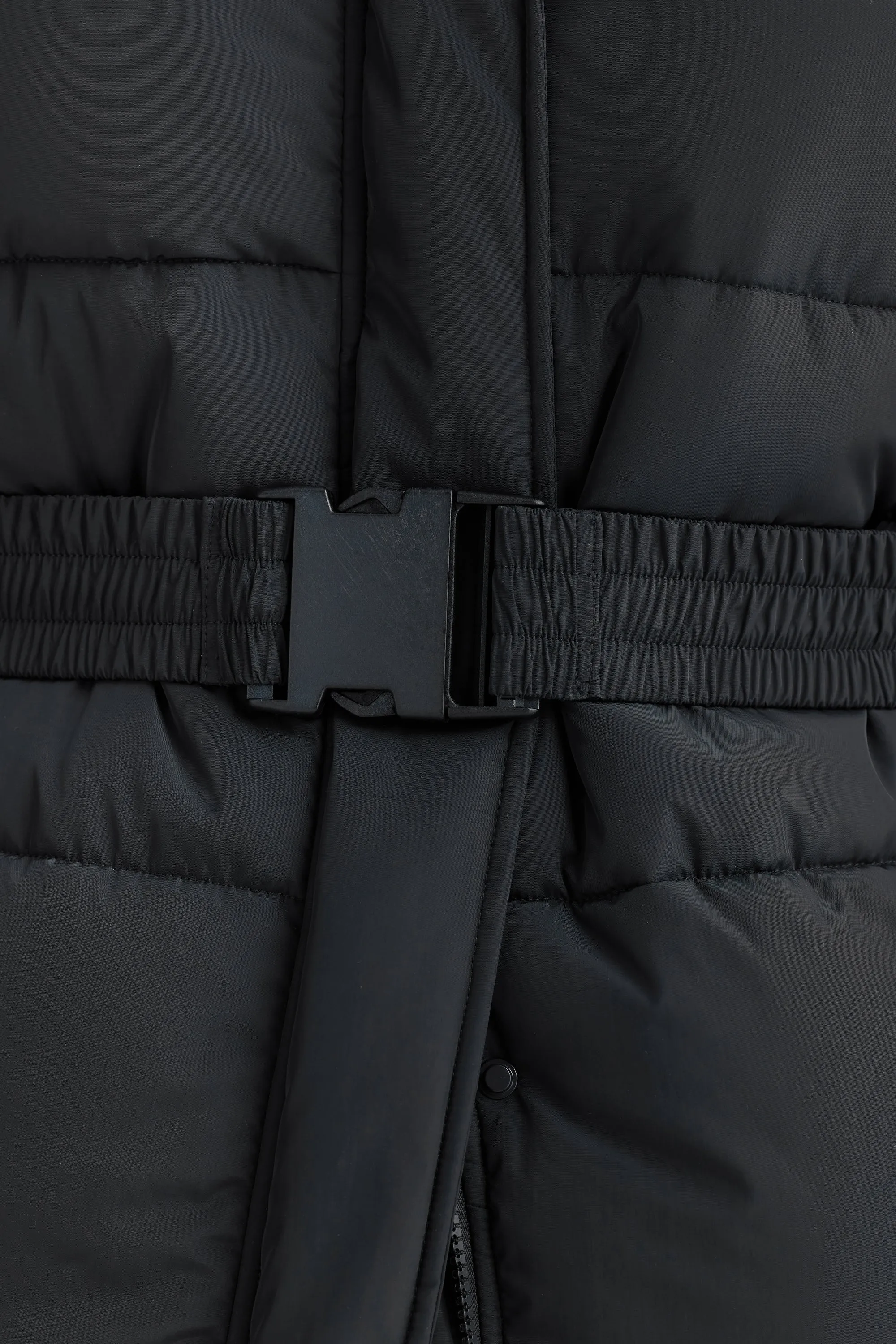 Monty Belted Mid Length Puffer Jacket Black