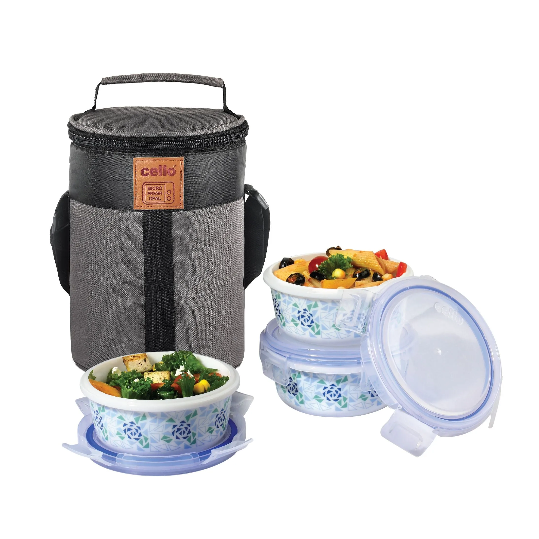 Mosaic Rose Opalware Lunch Box with Jacket