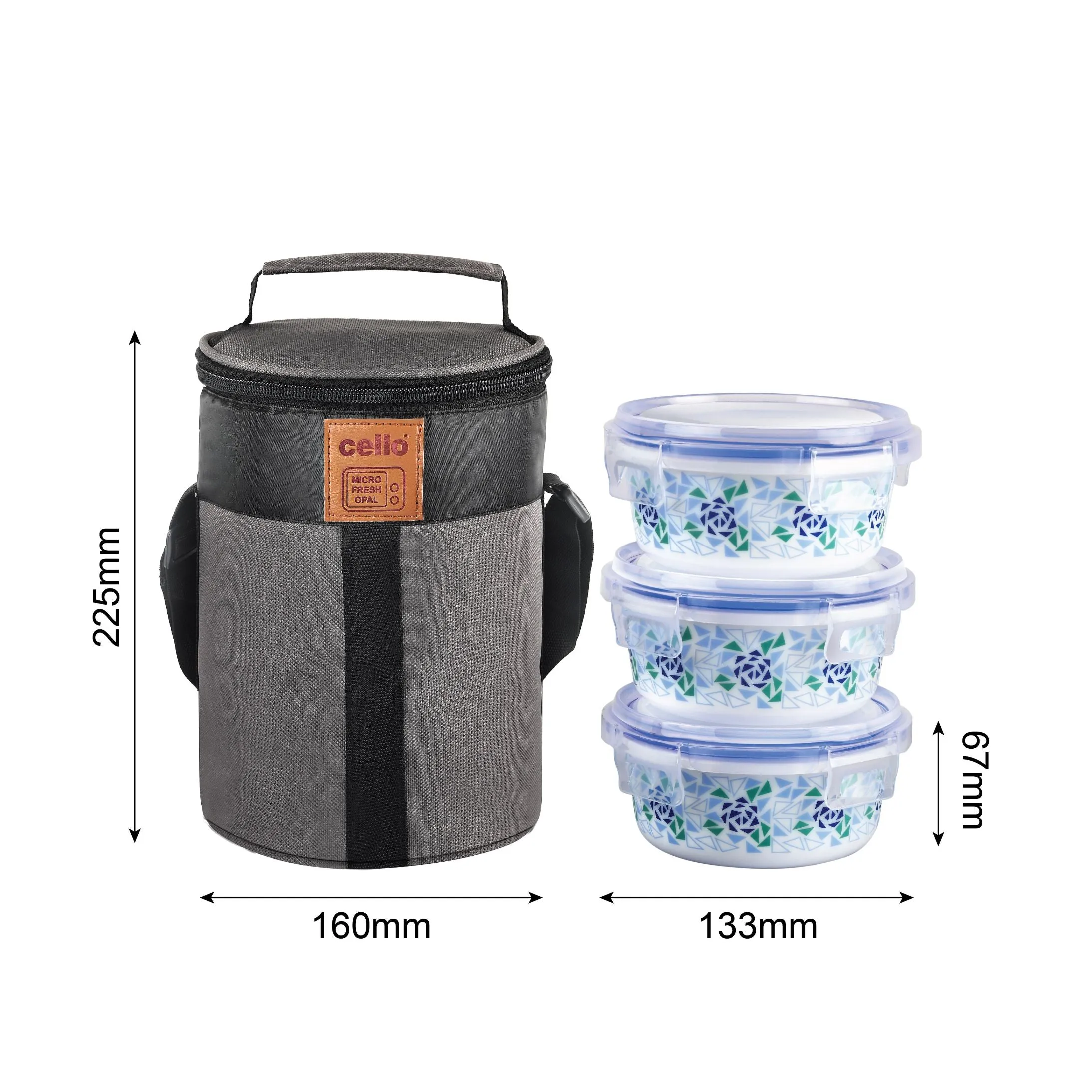 Mosaic Rose Opalware Lunch Box with Jacket