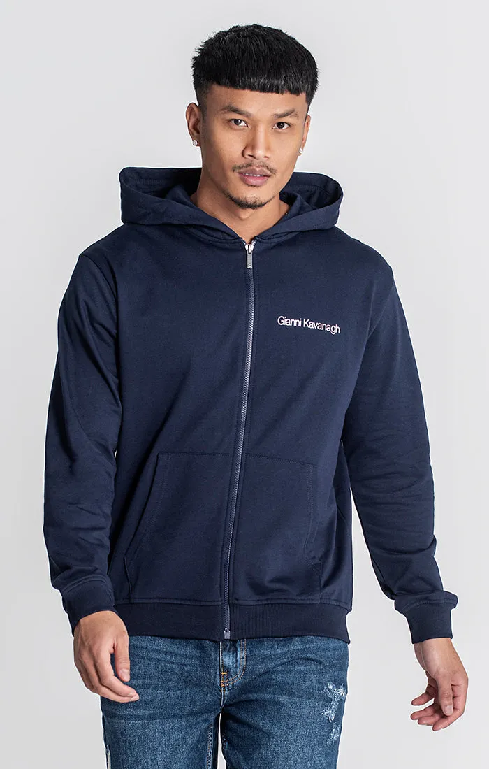 Navy Blue Essential Micro Hoodie Jacket