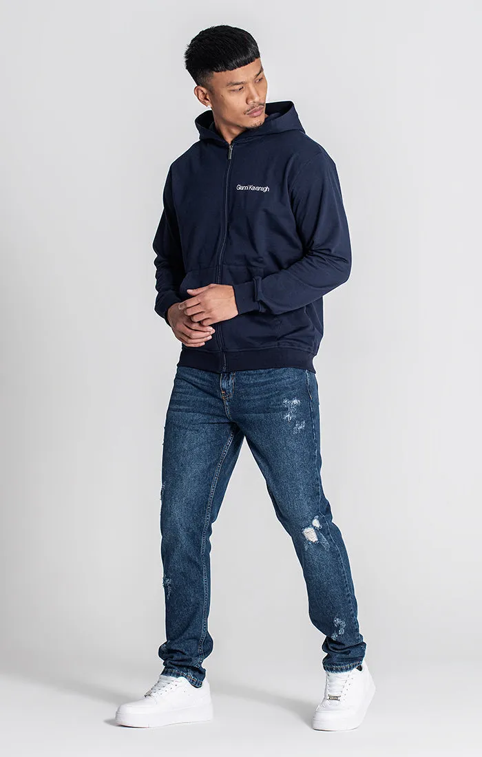 Navy Blue Essential Micro Hoodie Jacket