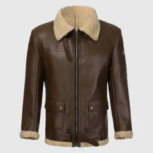 New High Premium Men's Aviator Shearling Leather Coat