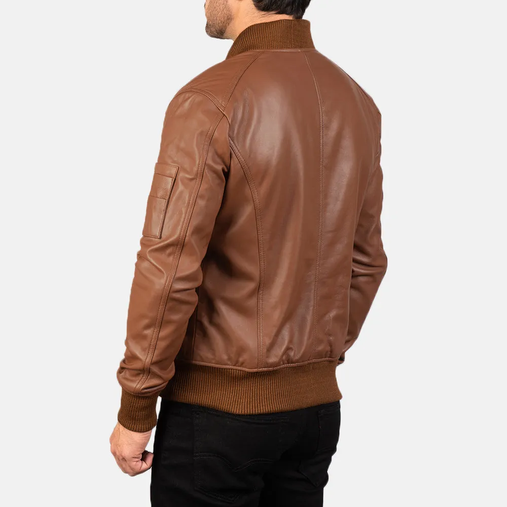 New Men's A1 Brown Leather Bomber Jacket