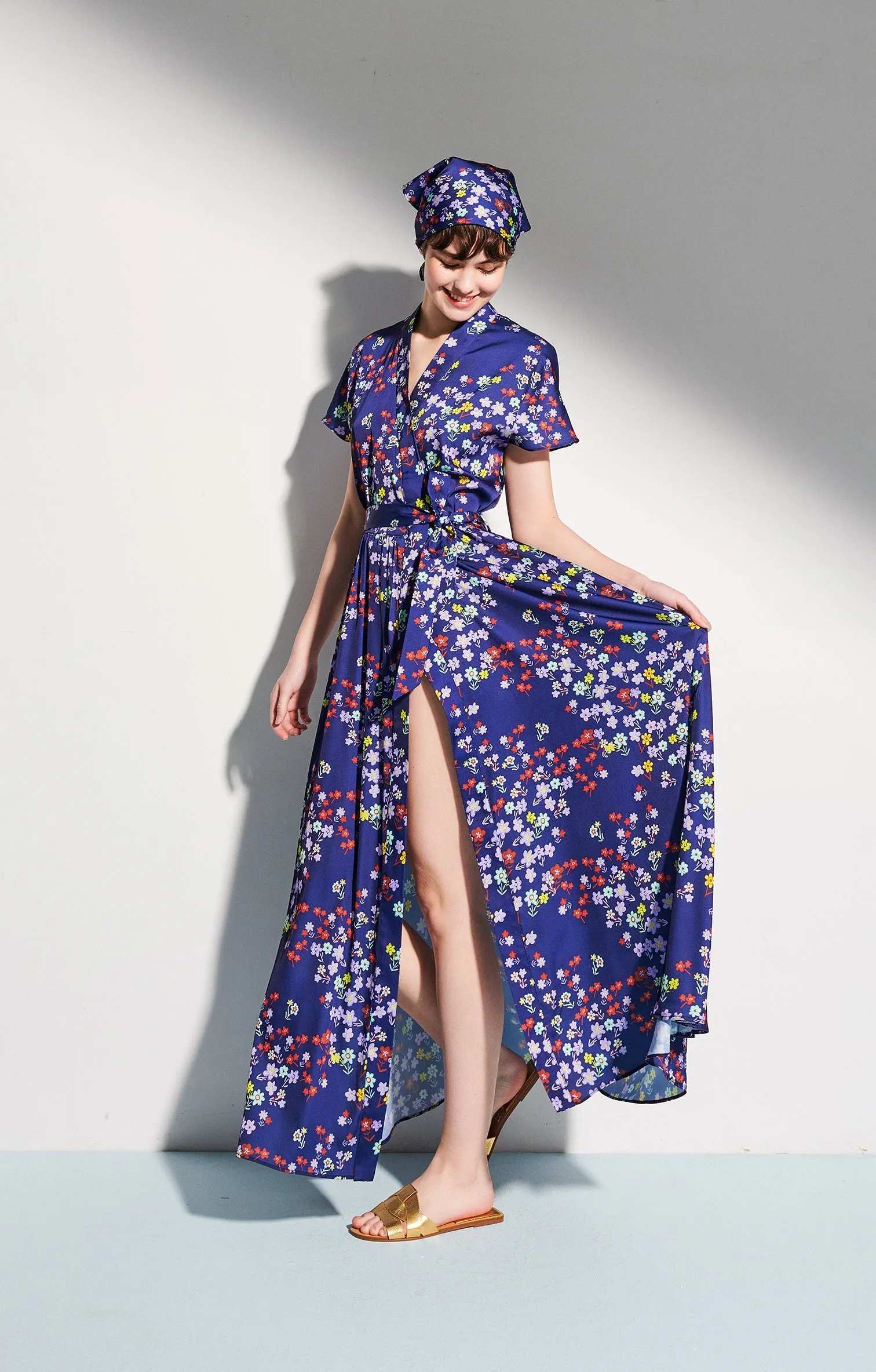 Neysa Full Length Kimono Dress Meadow