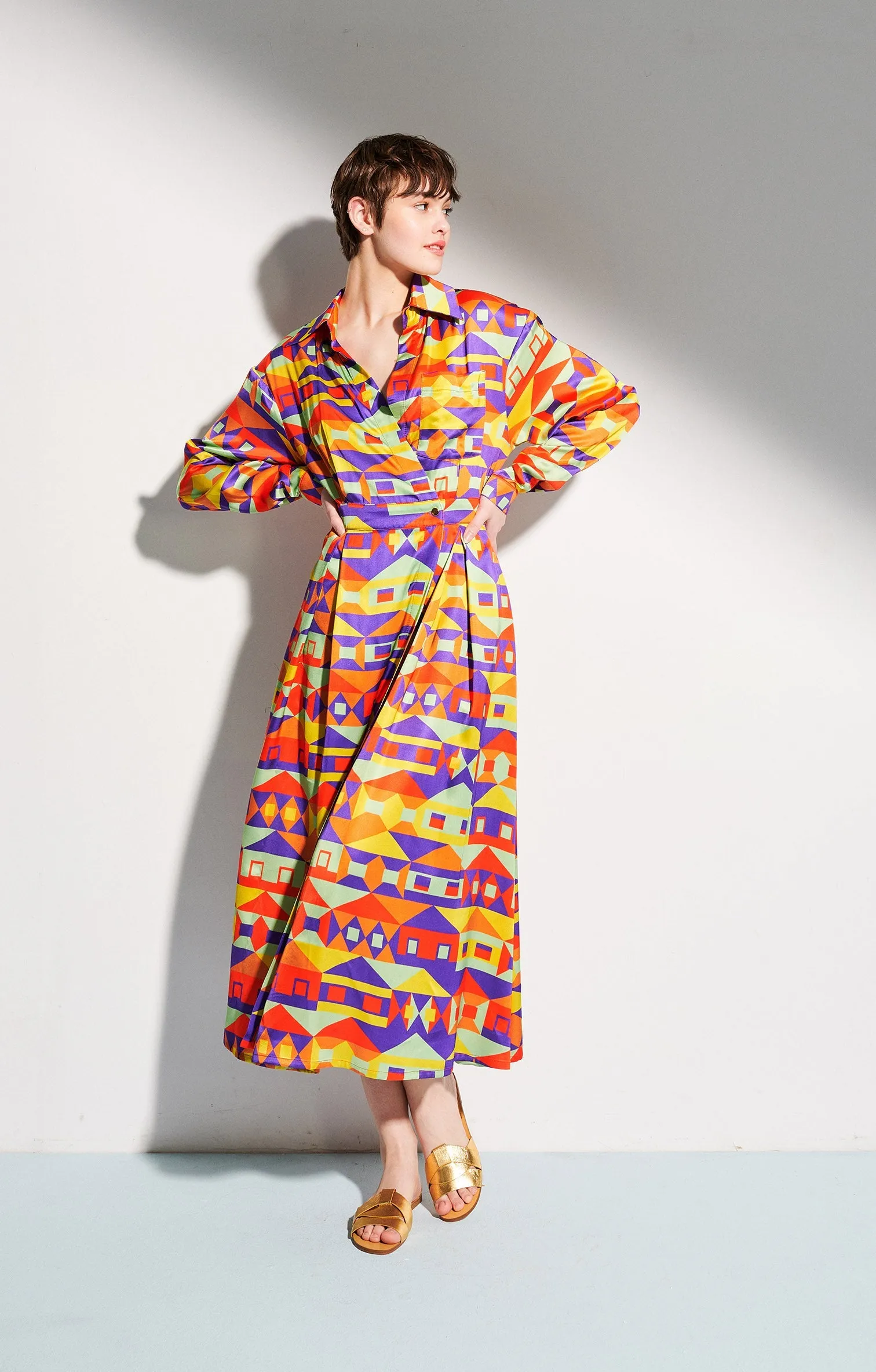 Niko Overlap Midi Dress Houses