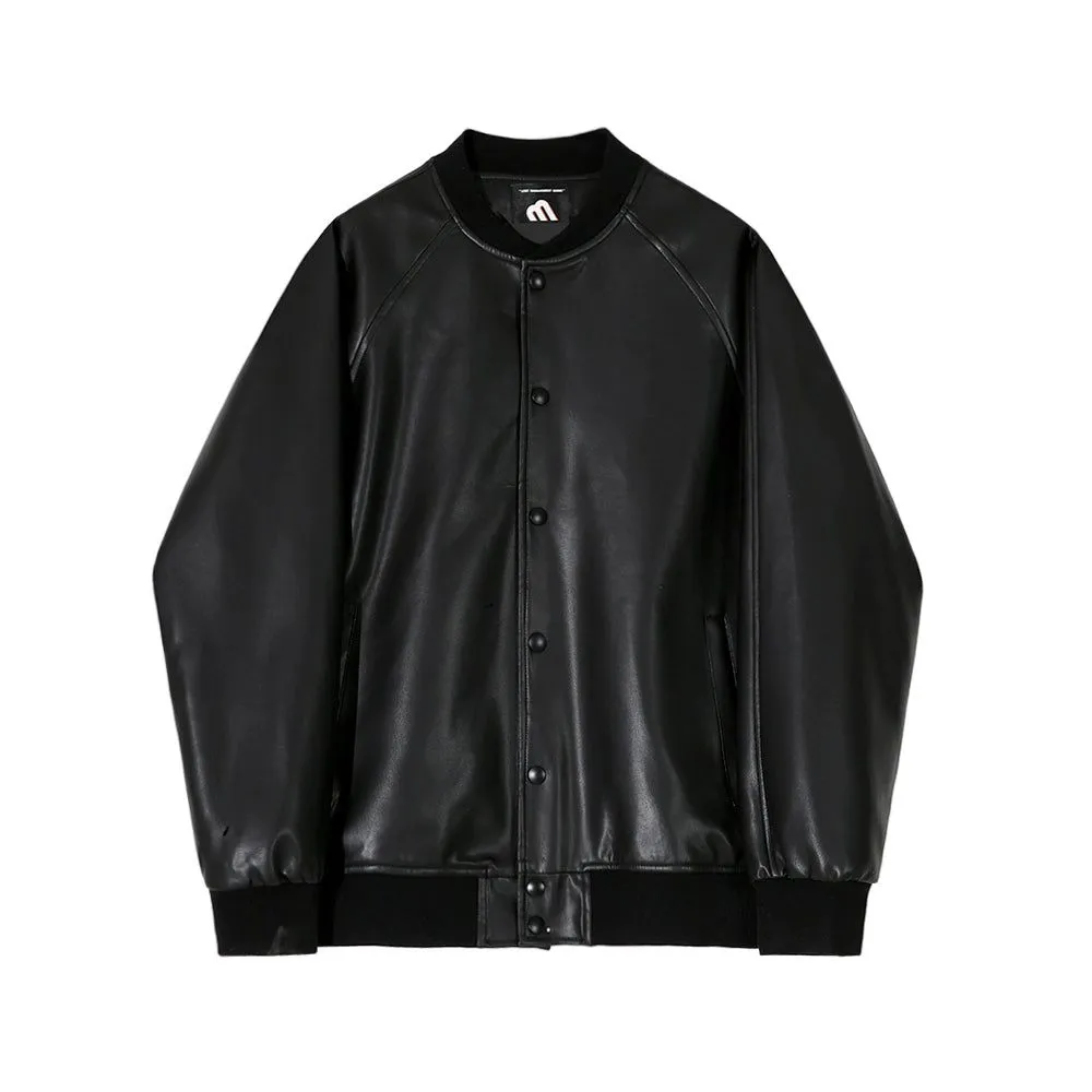 OH Essential Buttoned PU Leather Jacket