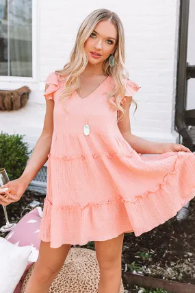 On Tiki Time Shift Dress In Peach