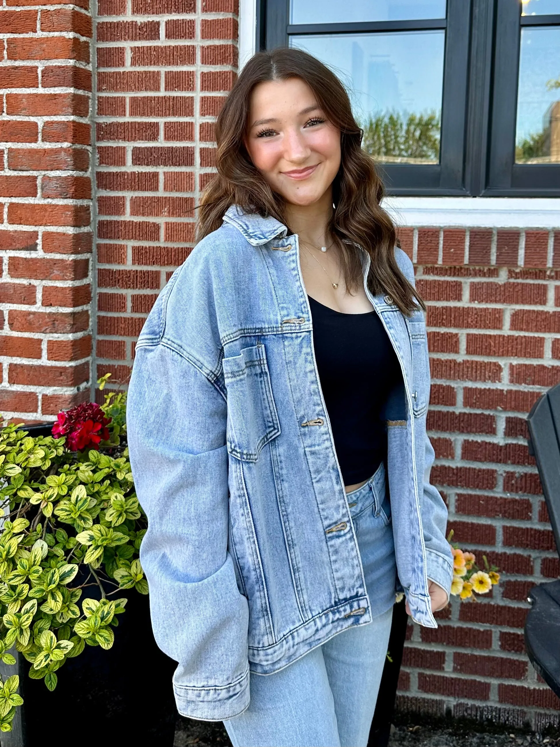 Oversized Denim Button Down Jacket