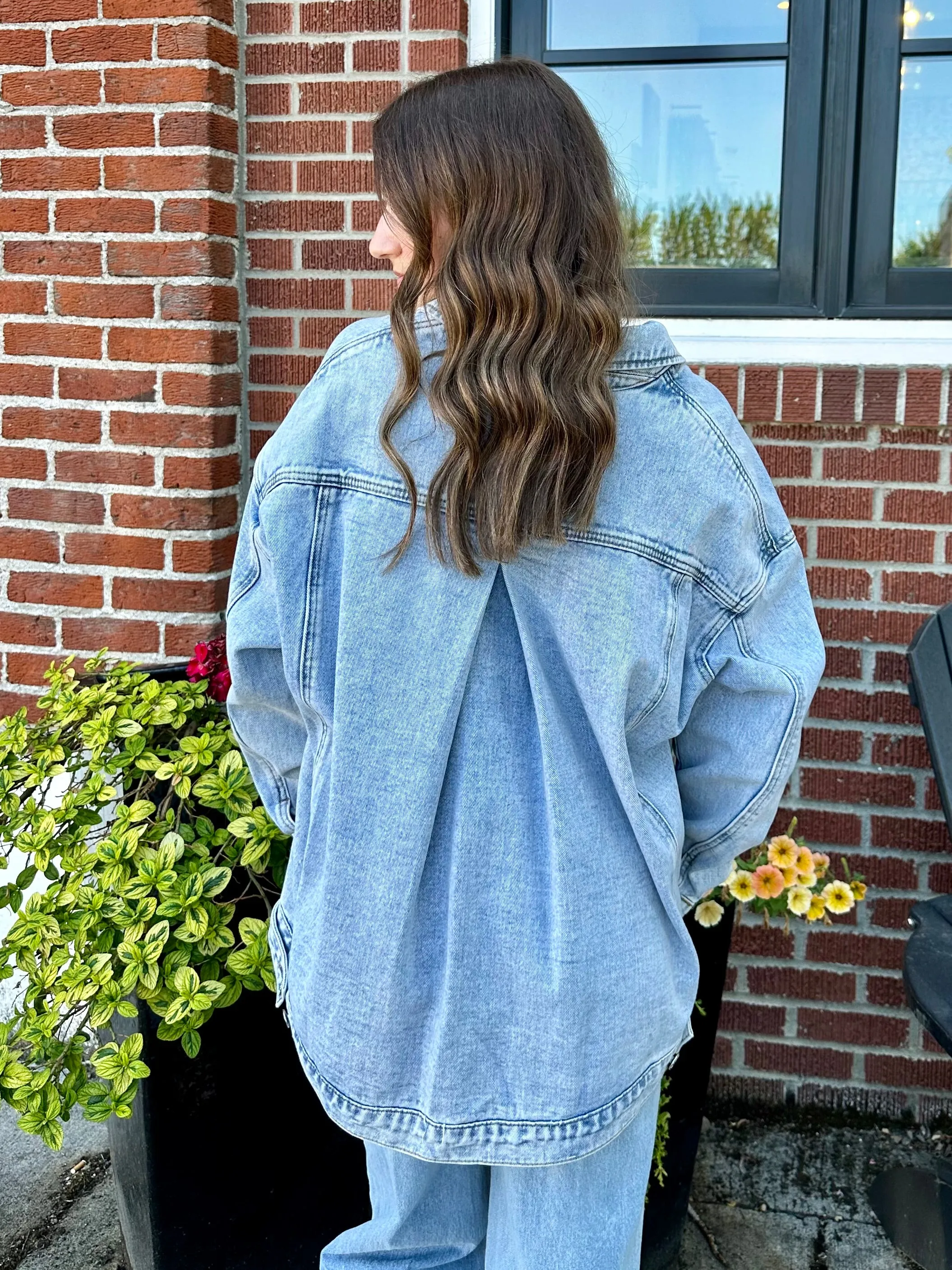 Oversized Denim Button Down Jacket