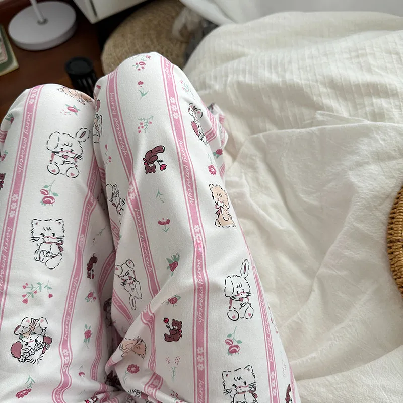 Pink Kitty Striped Pants KI480