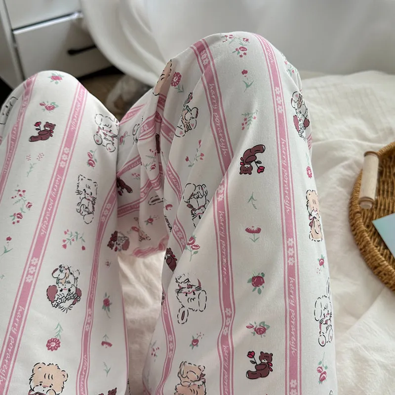 Pink Kitty Striped Pants KI480