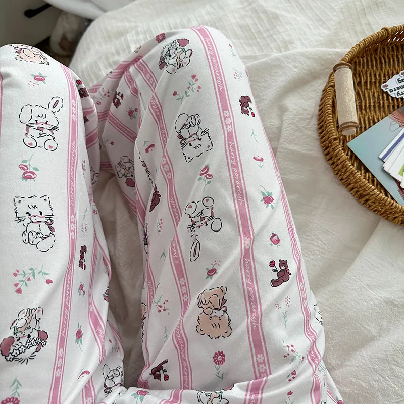 Pink Kitty Striped Pants KI480