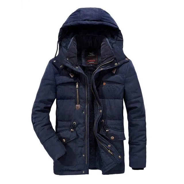 Plus Size 7XL 8XL Winter Jacket Men Thick Warm Mens Parkas Wool Liner Hooded Coat Male Outwear Windproof Multi-pocket Jackets