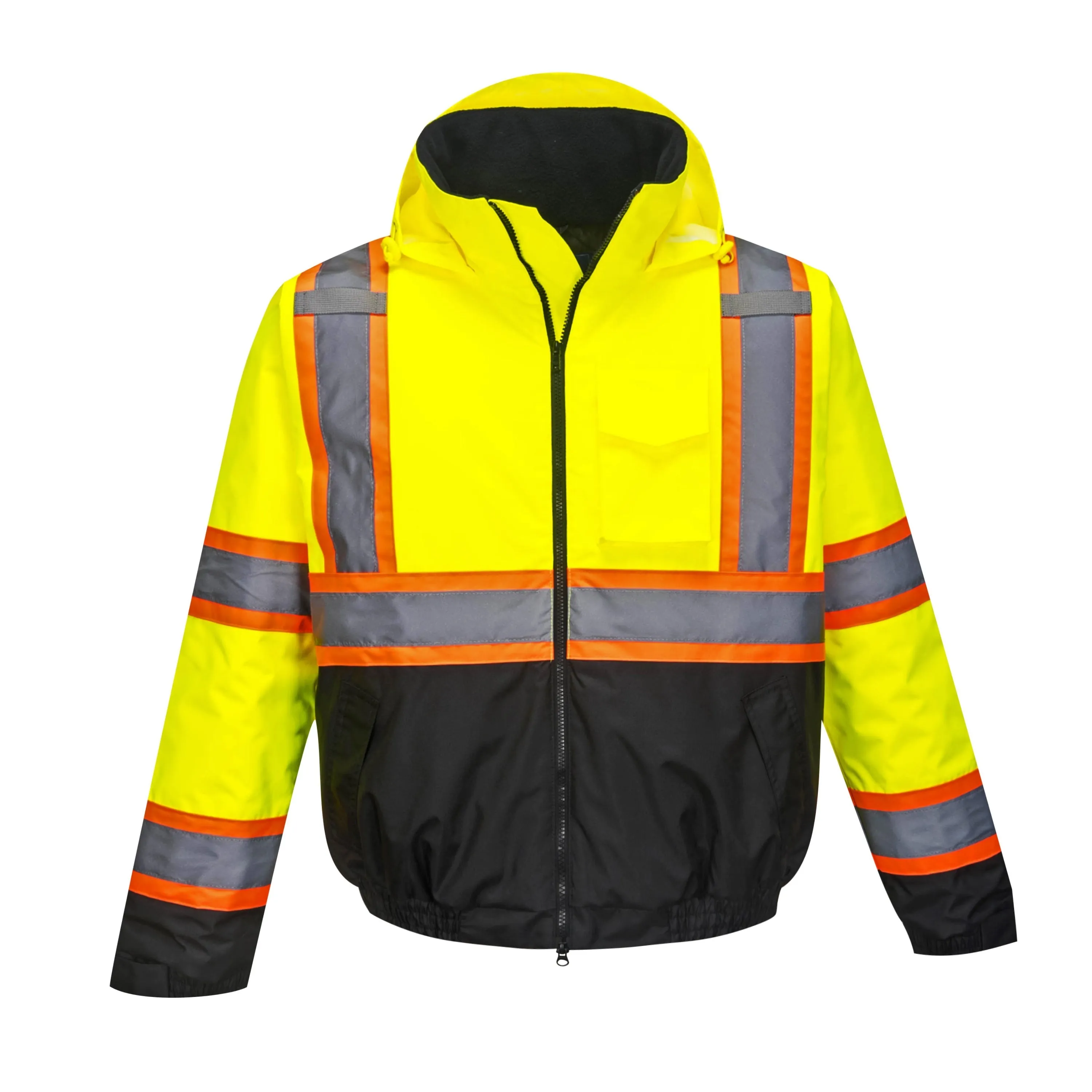 PORTWEST® Hi Vis Contrast Tape Bomber Jacket With Fleece Liner - ANSI Class 3 - US367