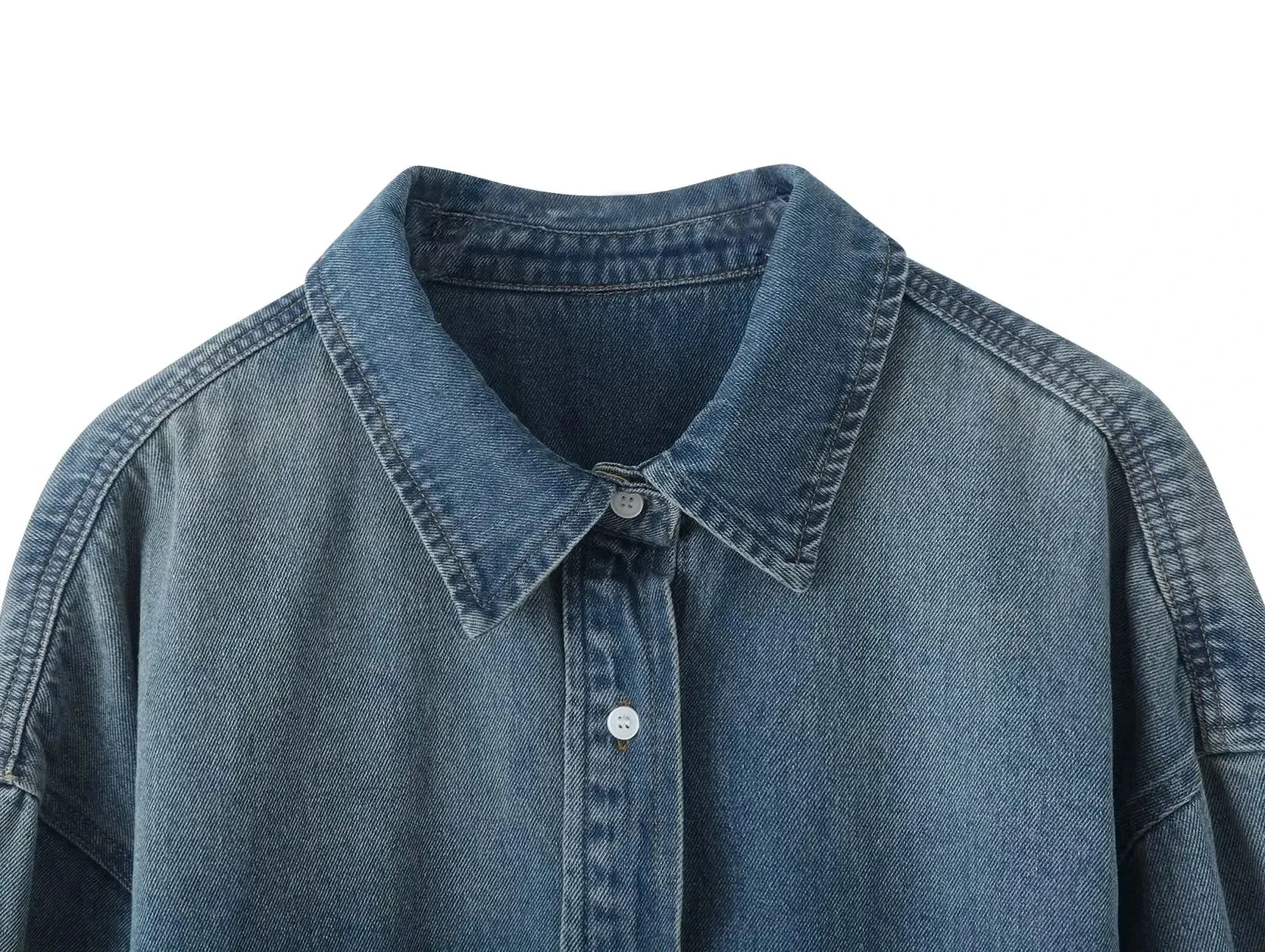 Pre Order:  Blue Denim Single-Breasted Long Sleeve Jacket