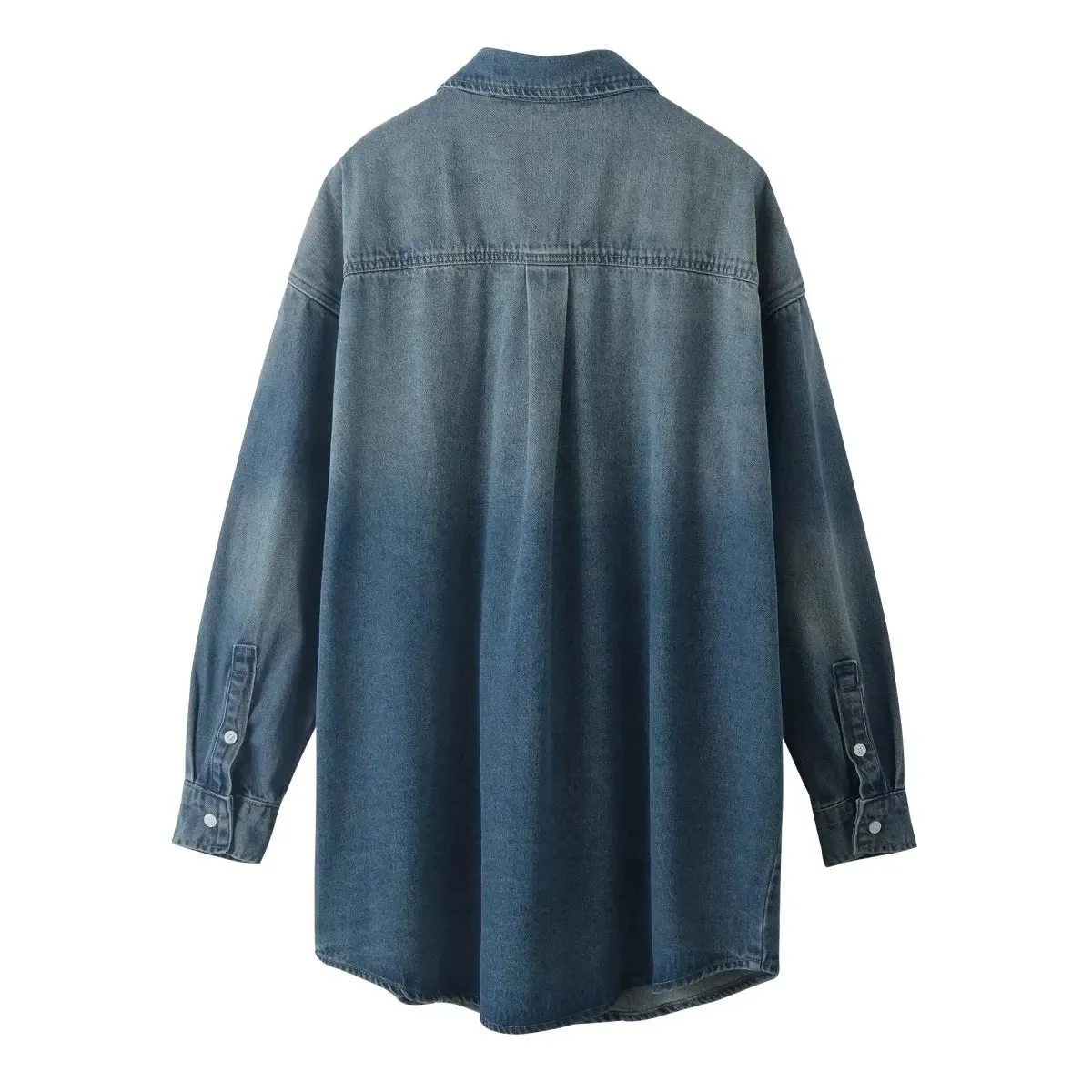 Pre Order:  Blue Denim Single-Breasted Long Sleeve Jacket