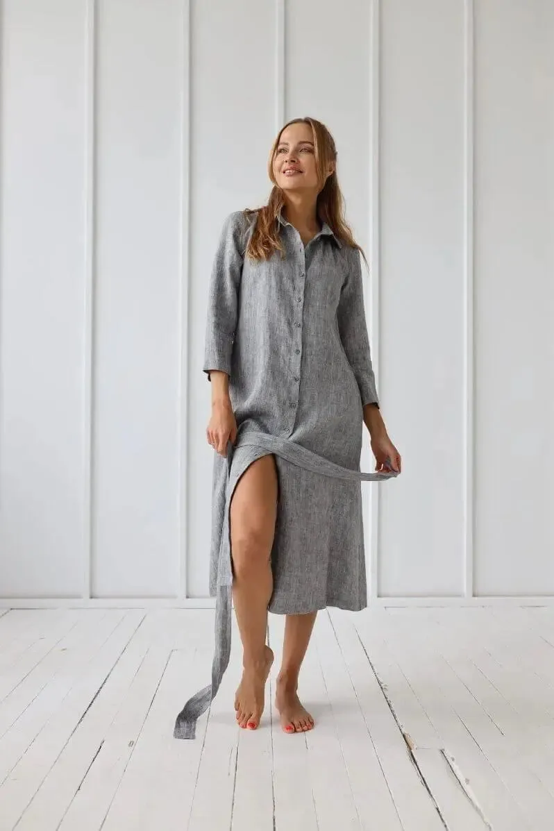 PRE-ORDER Linen Collar Shirt-Dress by Odalux