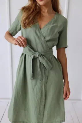 PRE-ORDER Wrap Linen Dress by Odalux